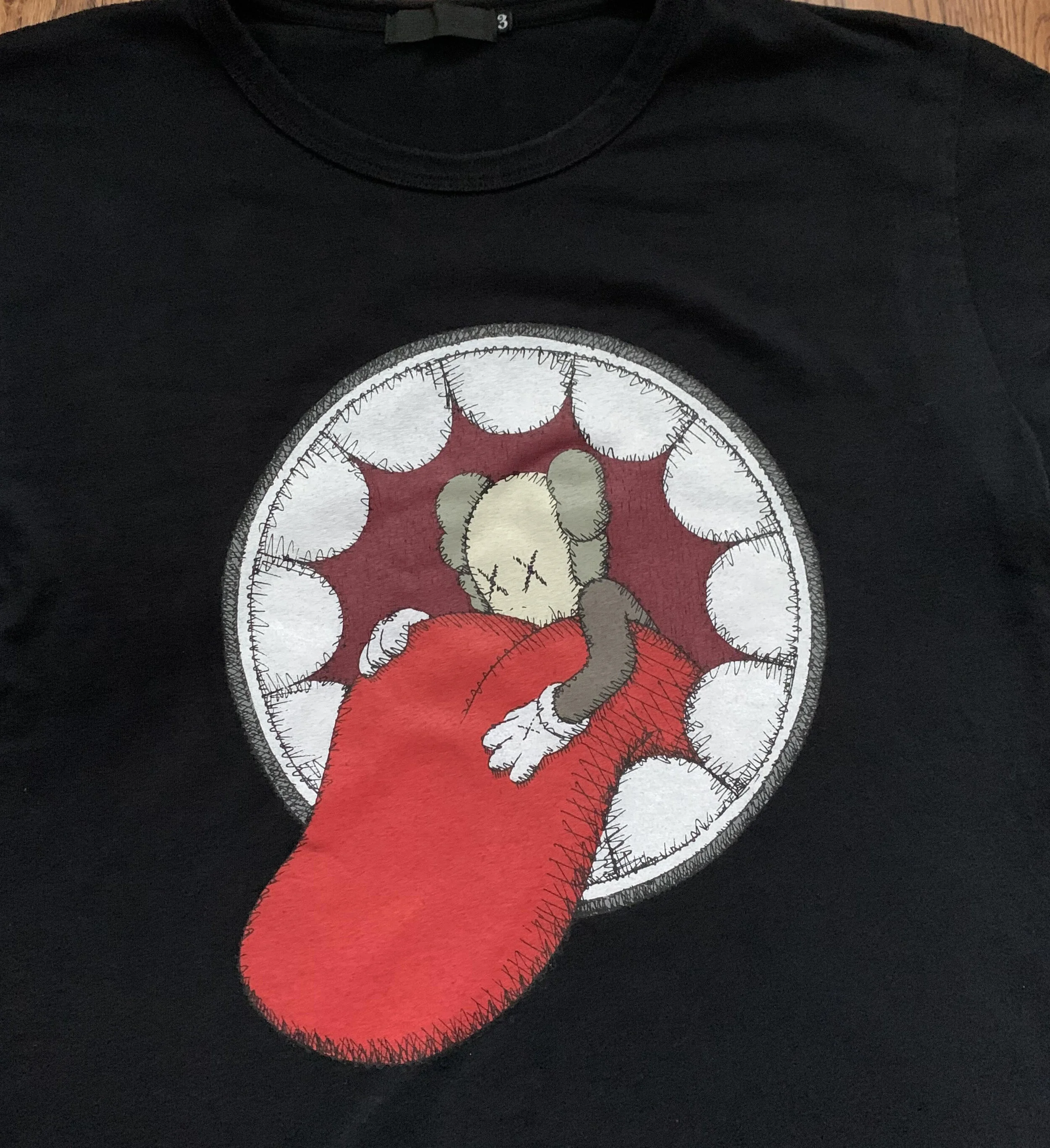 OriginalFake Kaws Chompers And Companion Black T Shirt (Size 3